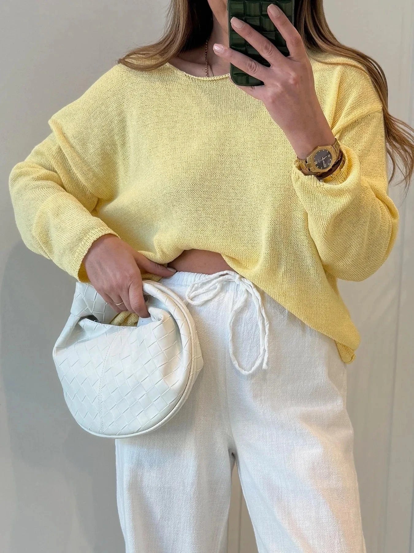 Boat Neck Drop Shoulder Sweater Pastel Yellow / S The Nichole Collection