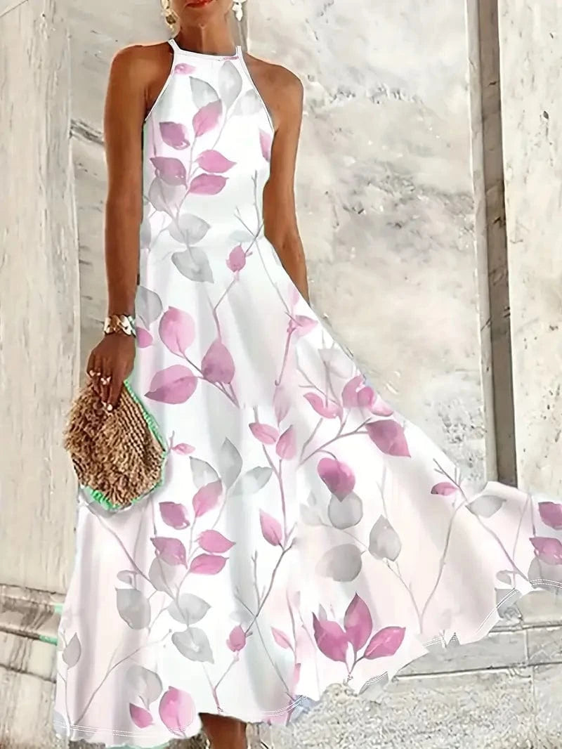 Bohemian Chic Floral Peplum Long Dress - Clearance Sale Dresses Pink Floral / S The Nichole Collection