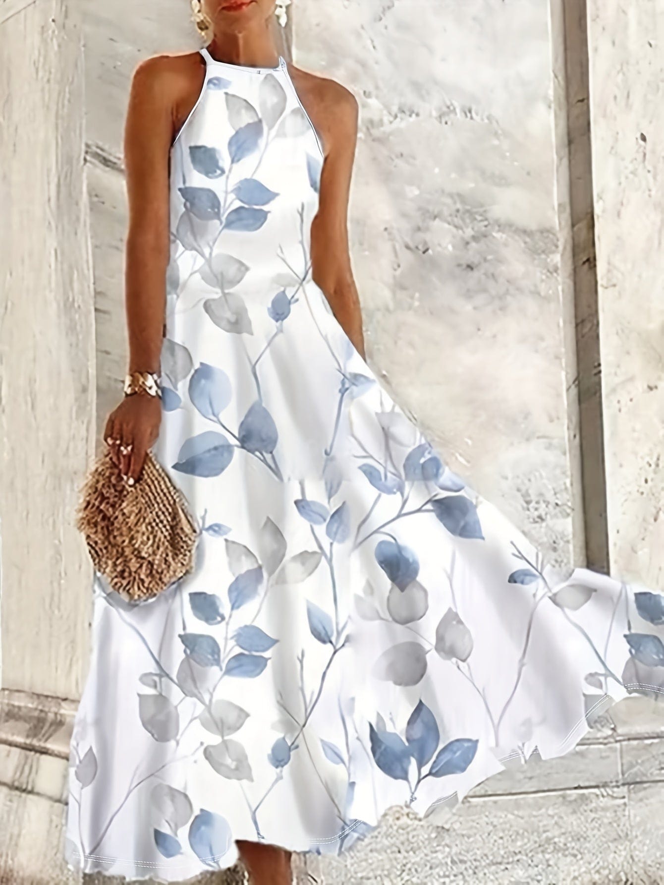 Bohemian Chic Floral Peplum Long Dress Blue Floral / S Dresses The Nichole Collection - Official Site