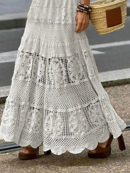 Boho Breeze Crochet Maxi Skirt White / One size The Nichole Collection