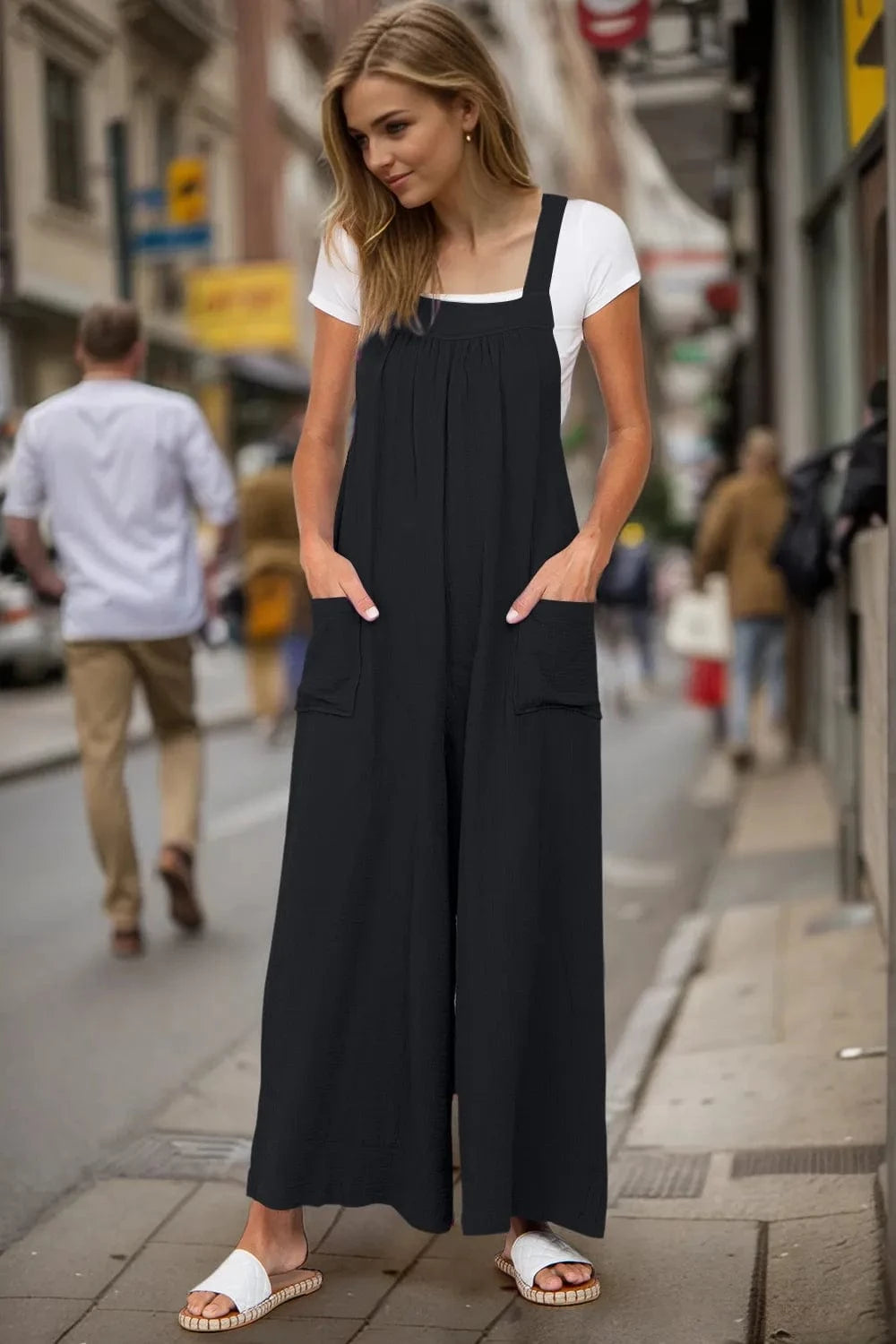 Boho Breeze Wide-Leg Overalls Black / S The Nichole Collection