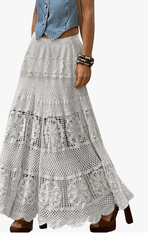 Boho Chic & Elegant Crochet Maxi Skirt The Nichole Collection