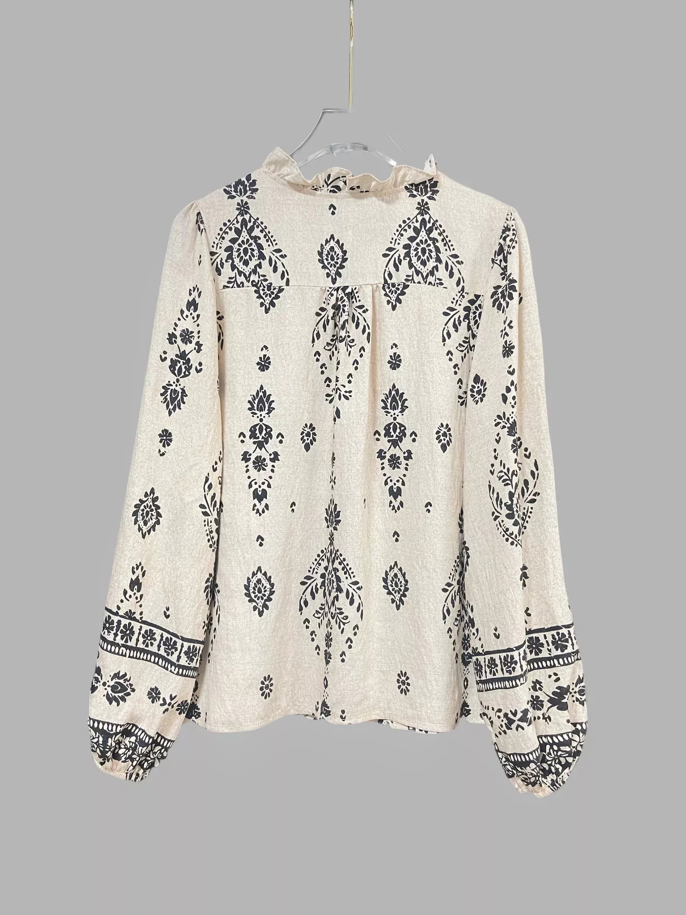 Boho Chic Printed V-Neck Button-Down Blouse The Nichole Collection
