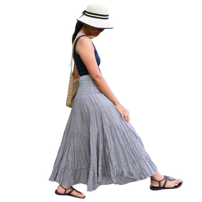 Boho Hippie Maxi Cotton Long Skirt Coffee / One size The Nichole Collection
