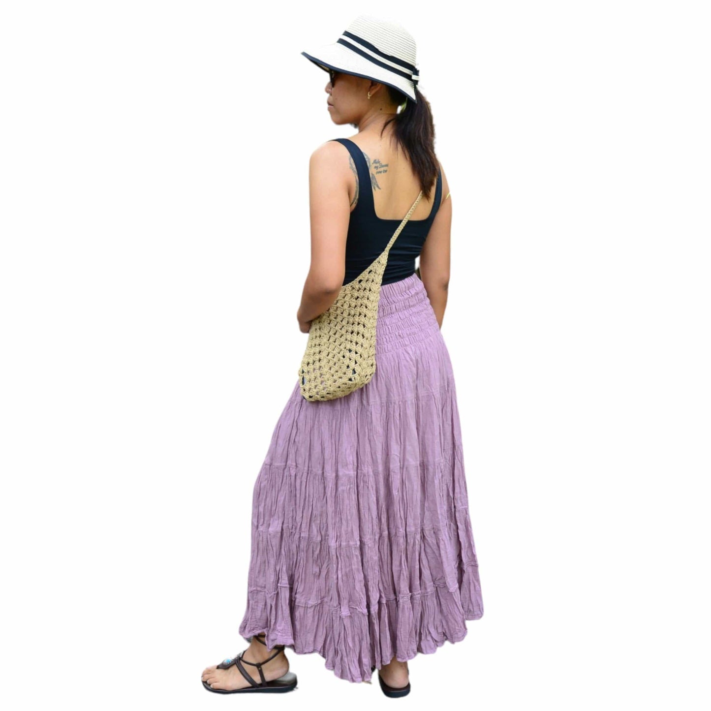 Boho Hippie Maxi Cotton Long Skirt Purple / One size The Nichole Collection