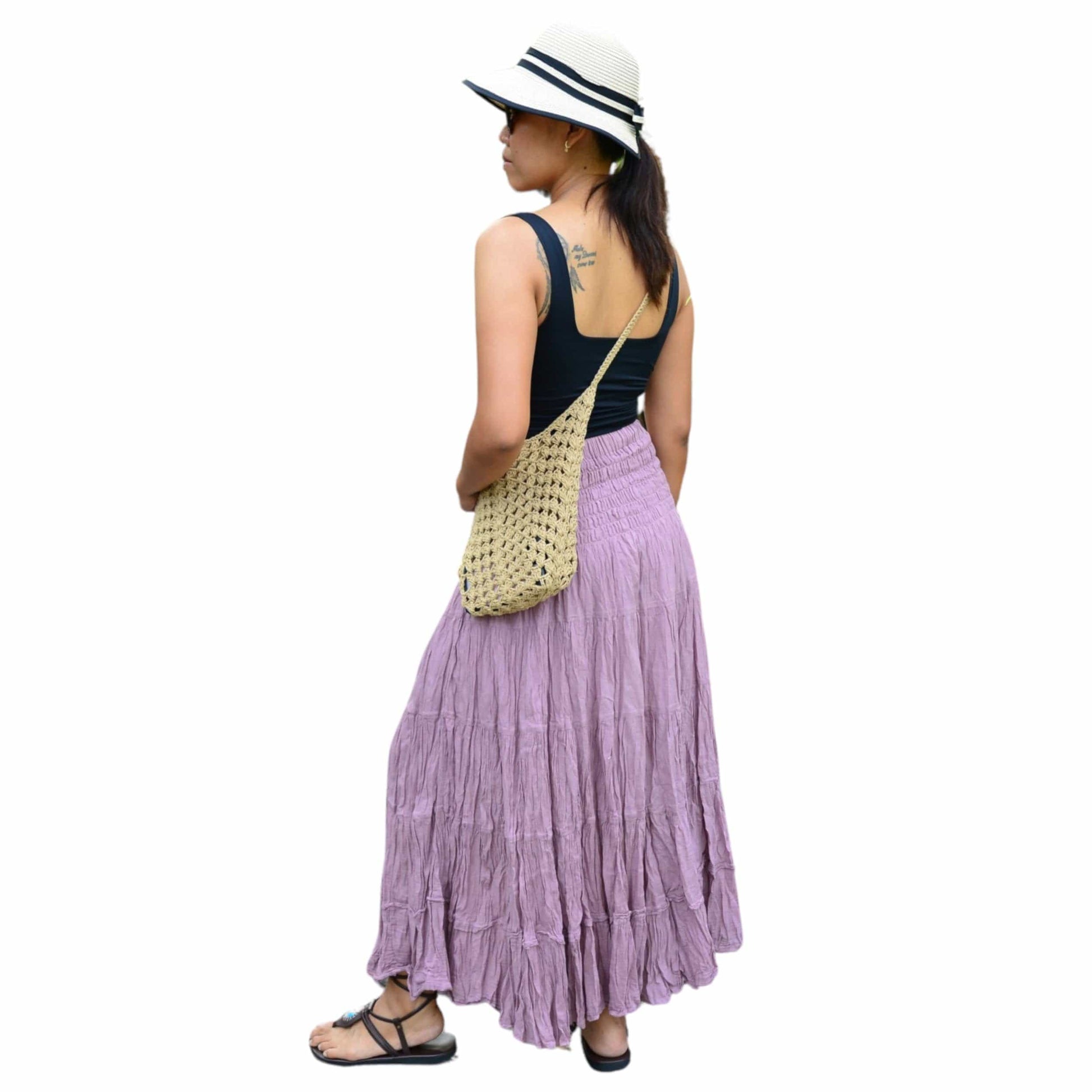 Boho Hippie Maxi Cotton Long Skirt Purple / One size The Nichole Collection
