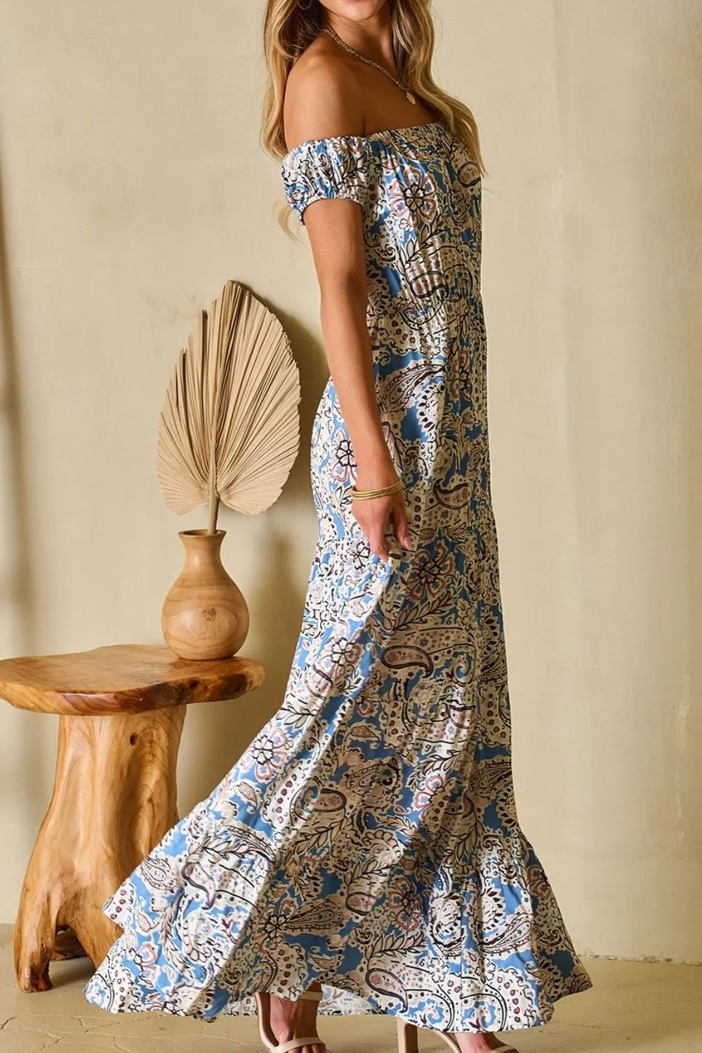 Boho Paisley Print Off Shoulder Maxi Dress Maxi Dresses The Nichole Collection - Official Site