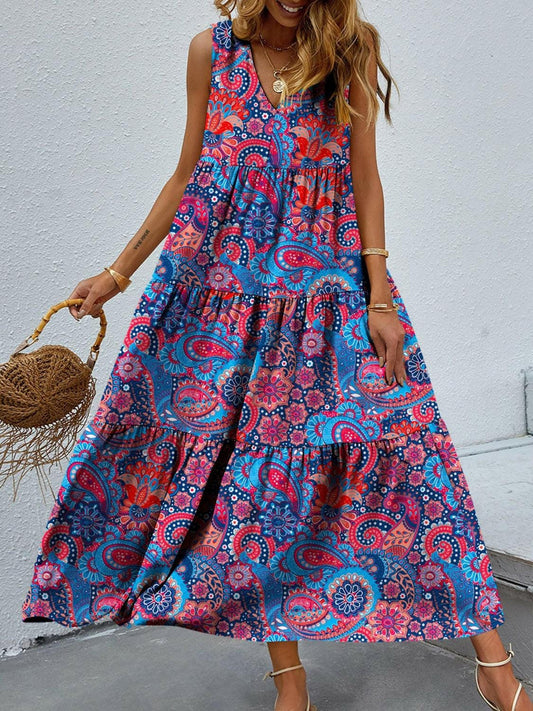 Boho Printed Sleeveless Dress Dresses Multicolor / S The Nichole Collection