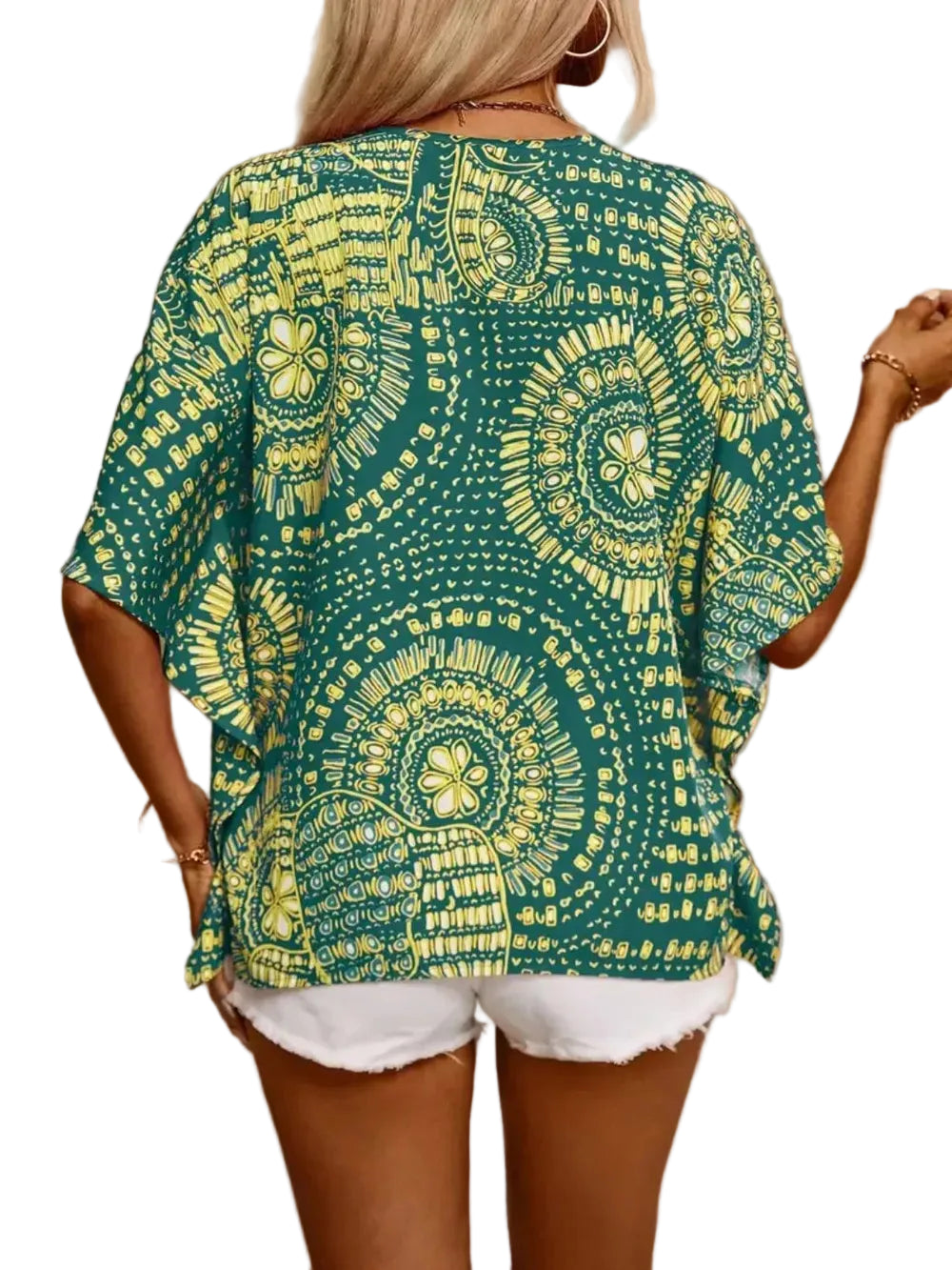 Boho Printed V-Neck Half Sleeve Top Blouses The Nichole Collection - Official Site