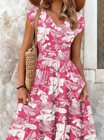 Boho Printed V-Neck Tiered Maxi Dress The Nichole Collection - Official Site