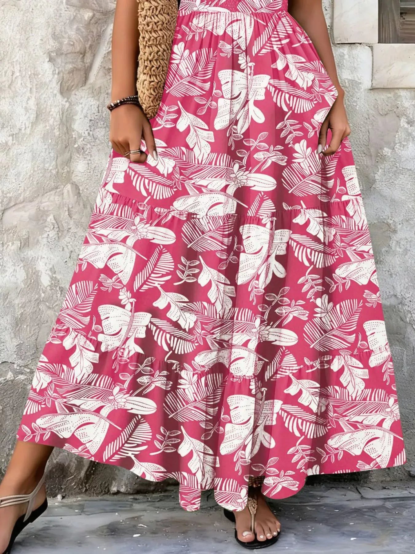 Boho Printed V-Neck Tiered Maxi Dress The Nichole Collection - Official Site