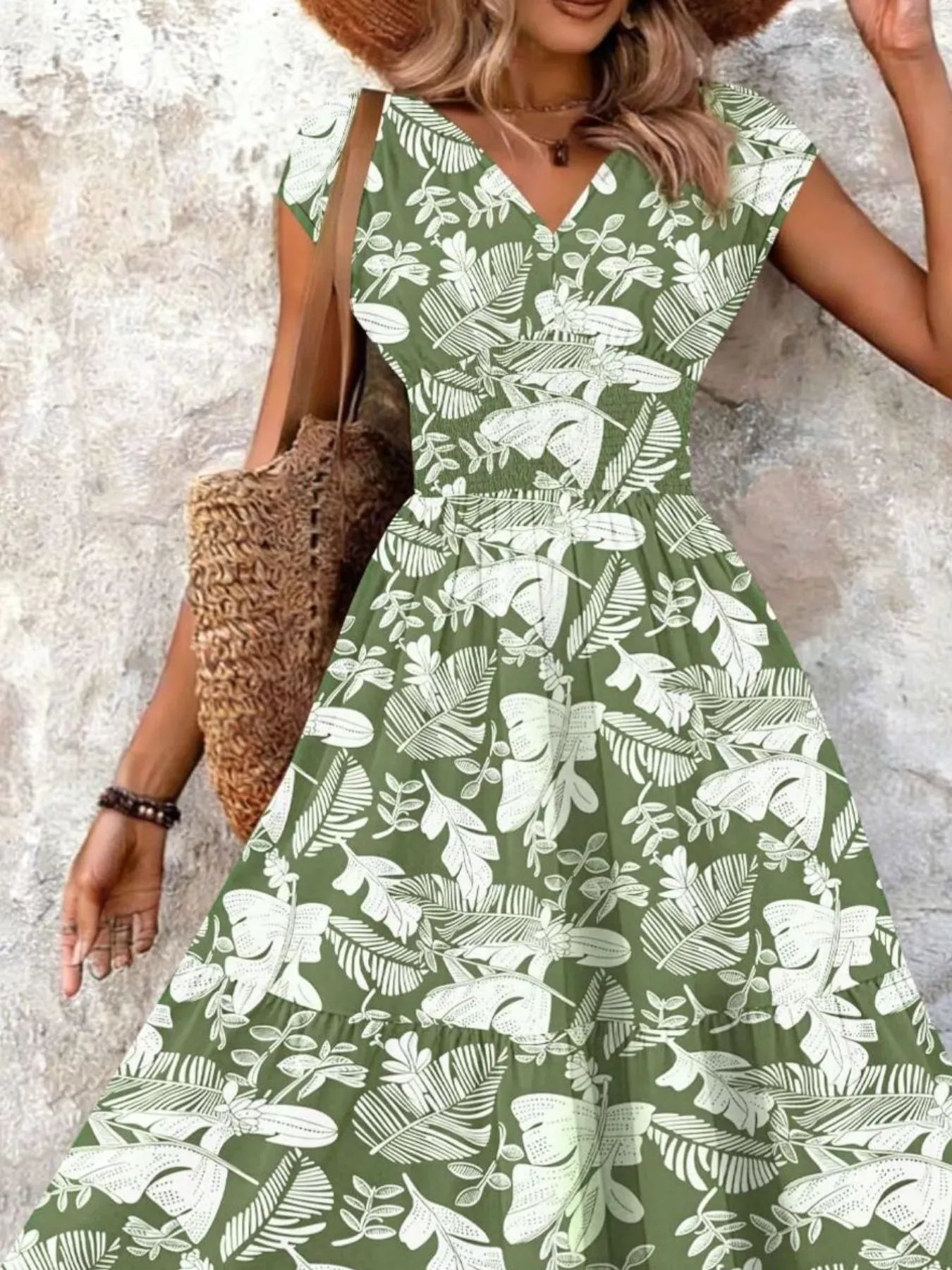 Boho Printed V-Neck Tiered Maxi Dress The Nichole Collection - Official Site
