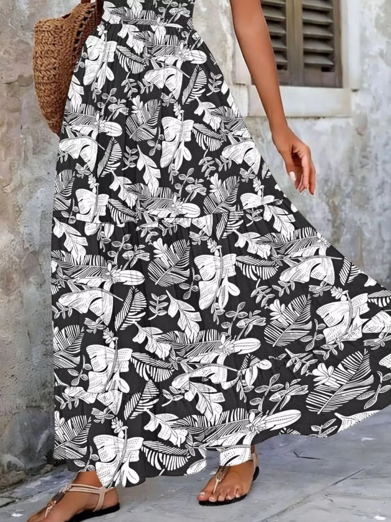 Boho Printed V-Neck Tiered Maxi Dress The Nichole Collection - Official Site