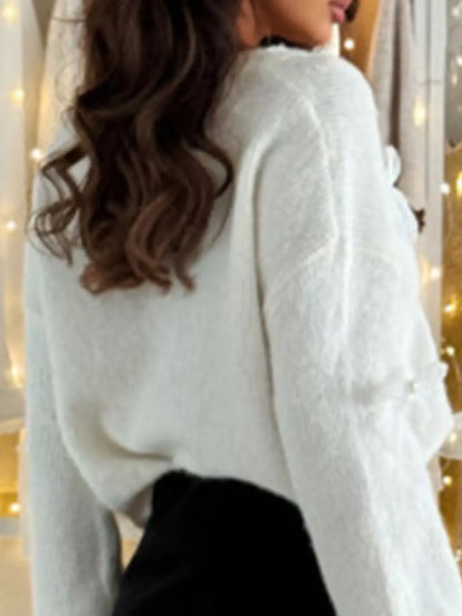 Bow-Decorated V-Neck Sweater The Nichole Collection - Official Site