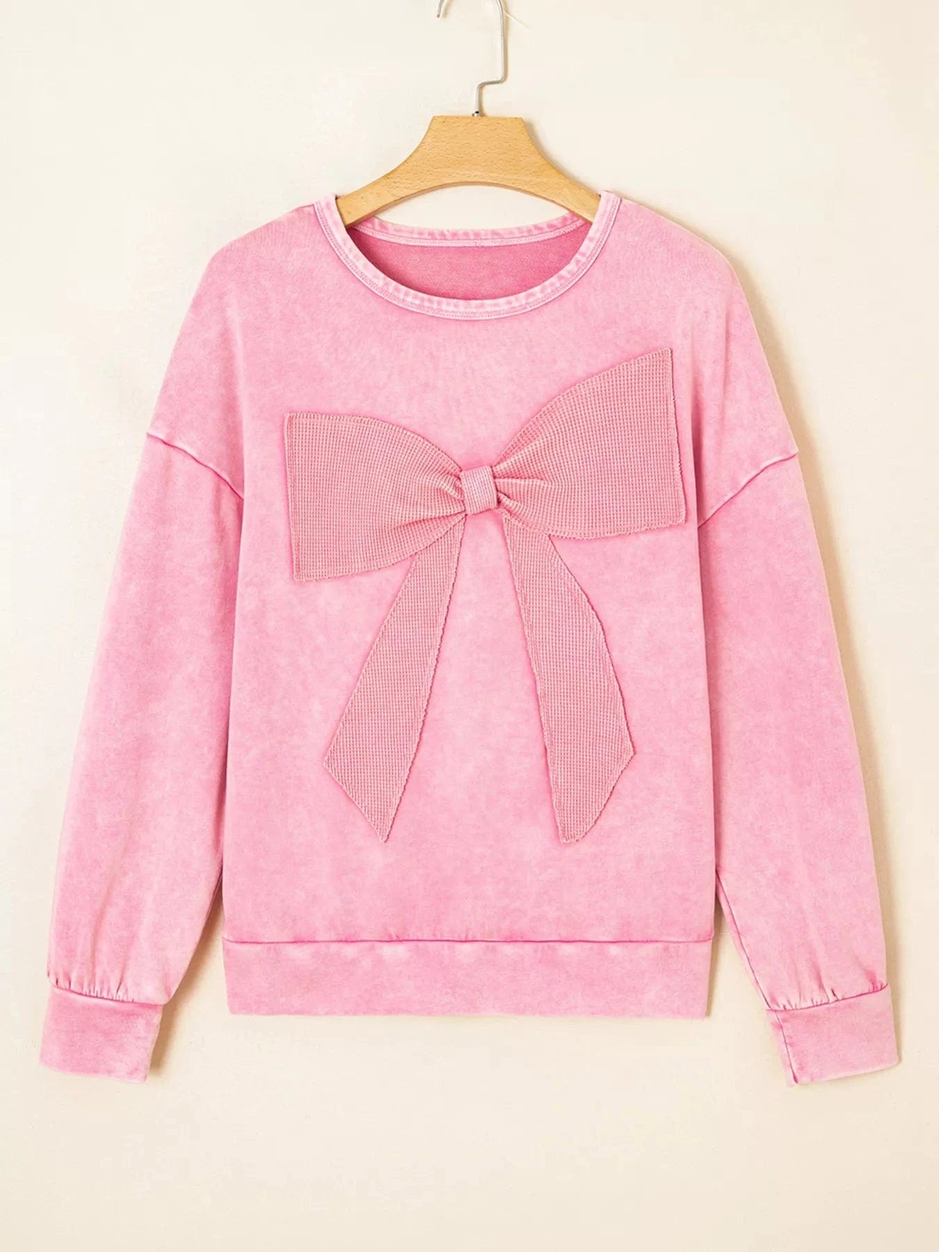 Bow Detail Mineral Wash Sweatshirt Sweatshirt The Nichole Collection