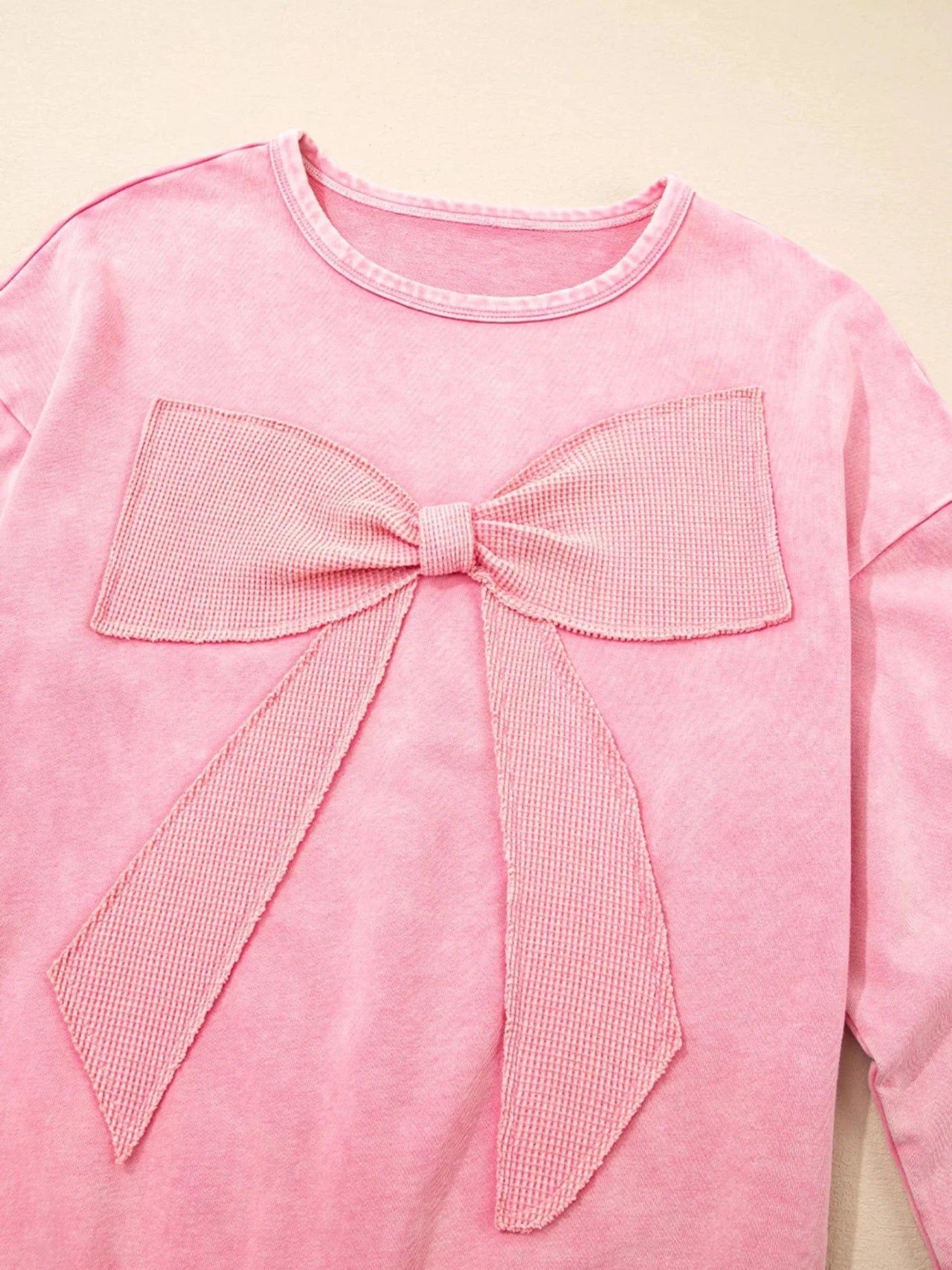 Bow Detail Mineral Wash Sweatshirt Sweatshirt The Nichole Collection