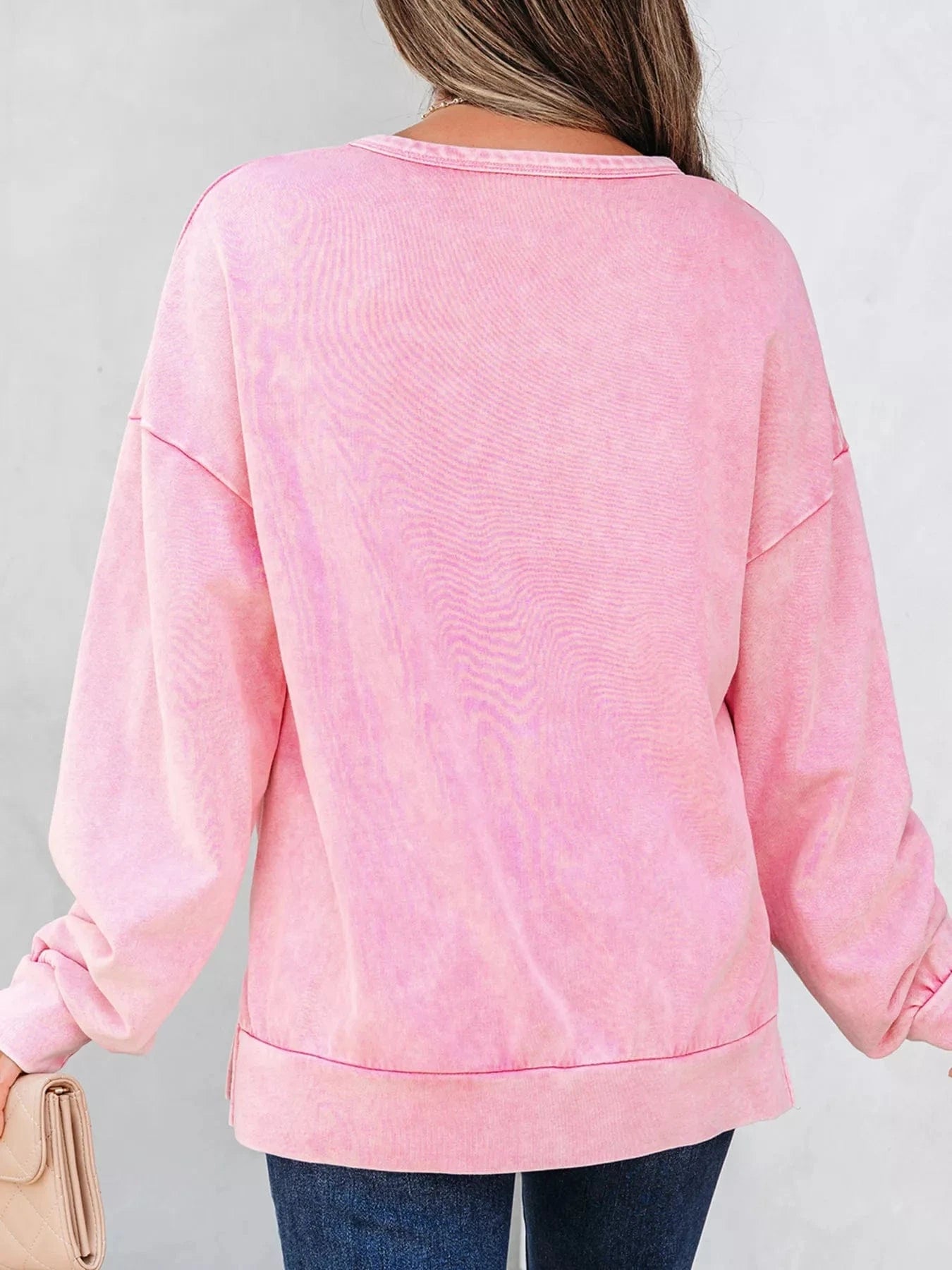 Bow Detail Mineral Wash Sweatshirt Sweatshirt The Nichole Collection