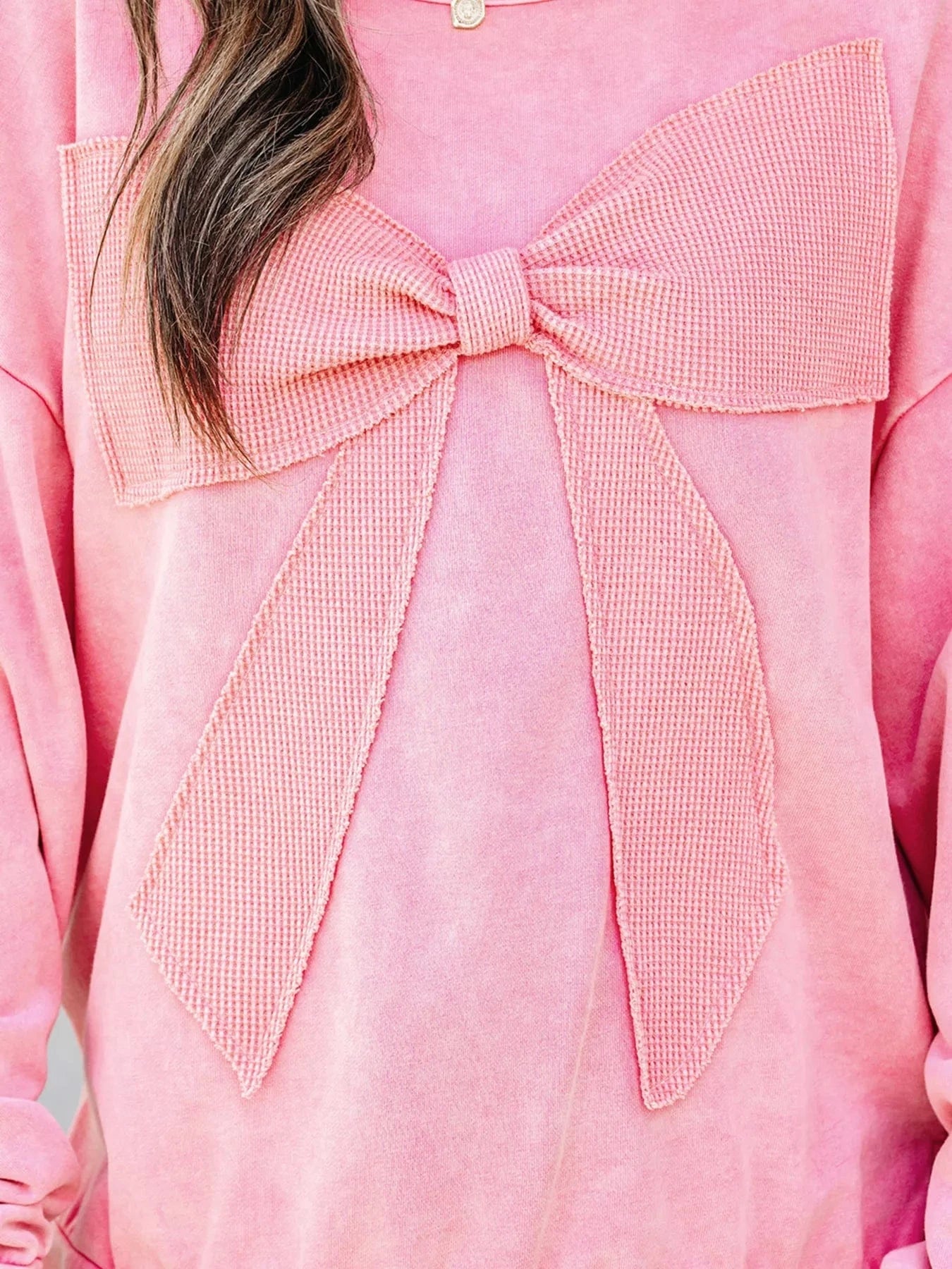 Bow Detail Mineral Wash Sweatshirt Sweatshirt The Nichole Collection