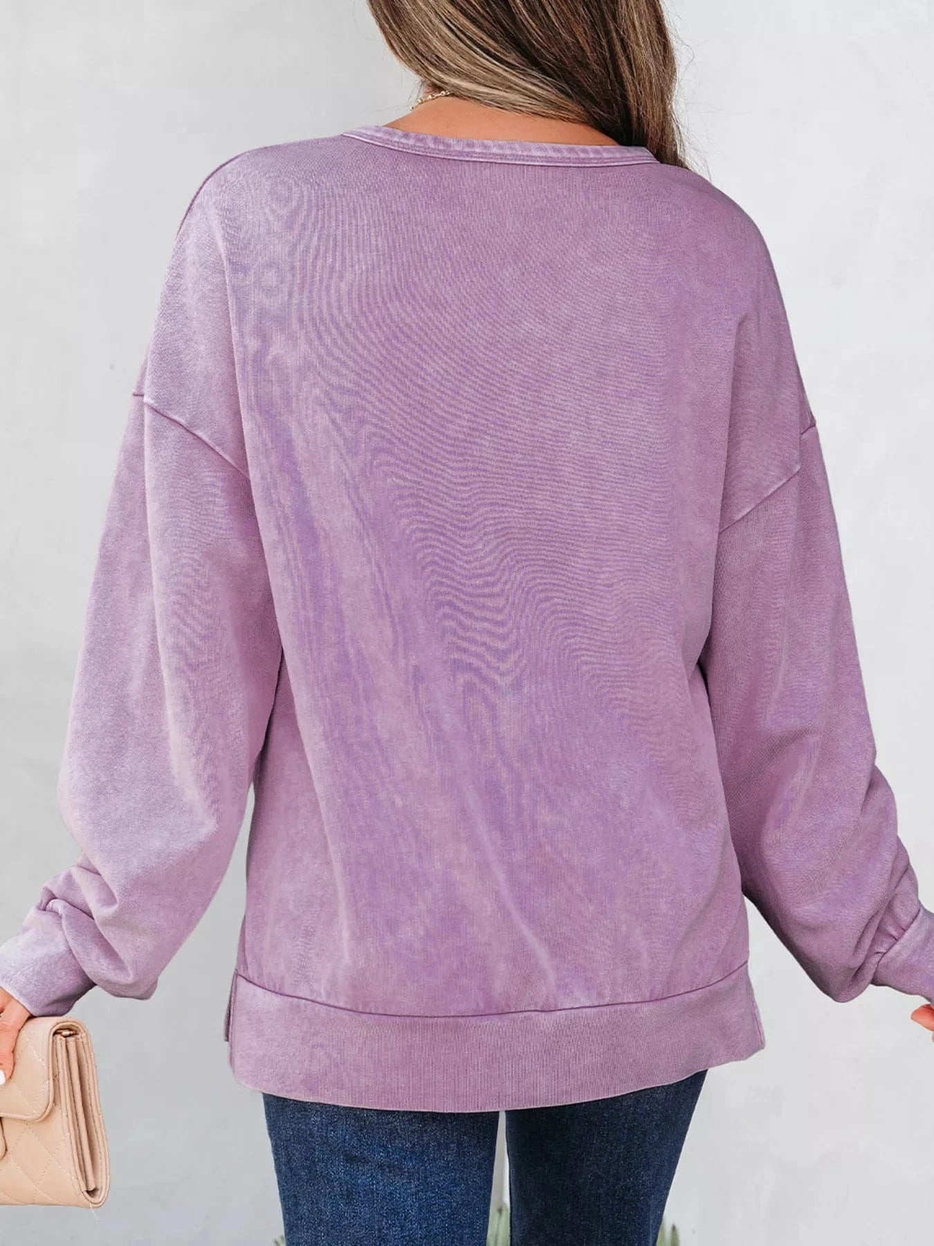 Bow Detail Mineral Wash Sweatshirt Sweatshirt The Nichole Collection
