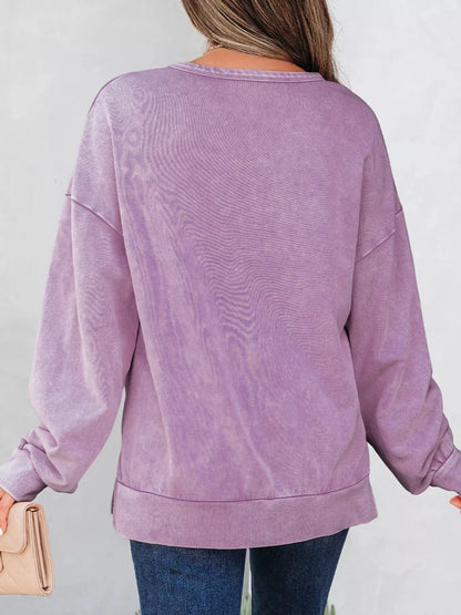 Bow Detail Mineral Wash Sweatshirt Sweatshirt The Nichole Collection