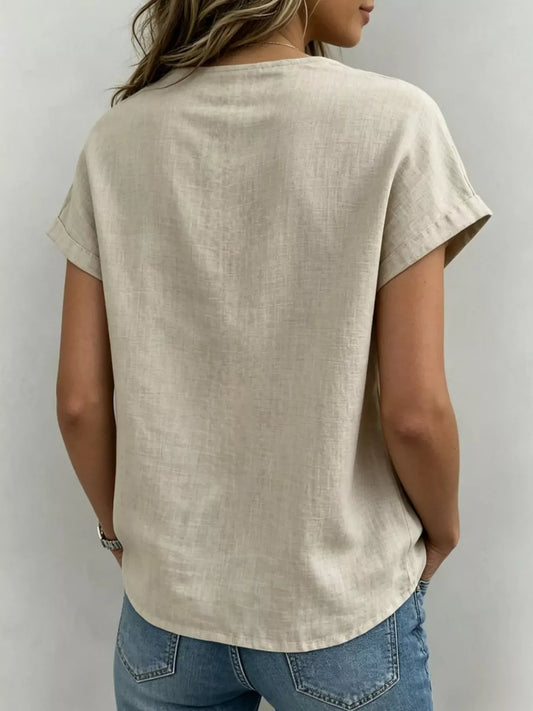Bow Tie Neck Short Sleeve Blouse The Nichole Collection - Official Site