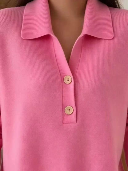 Button Detail Long Sleeve Sweater Plus Size The Nichole Collection