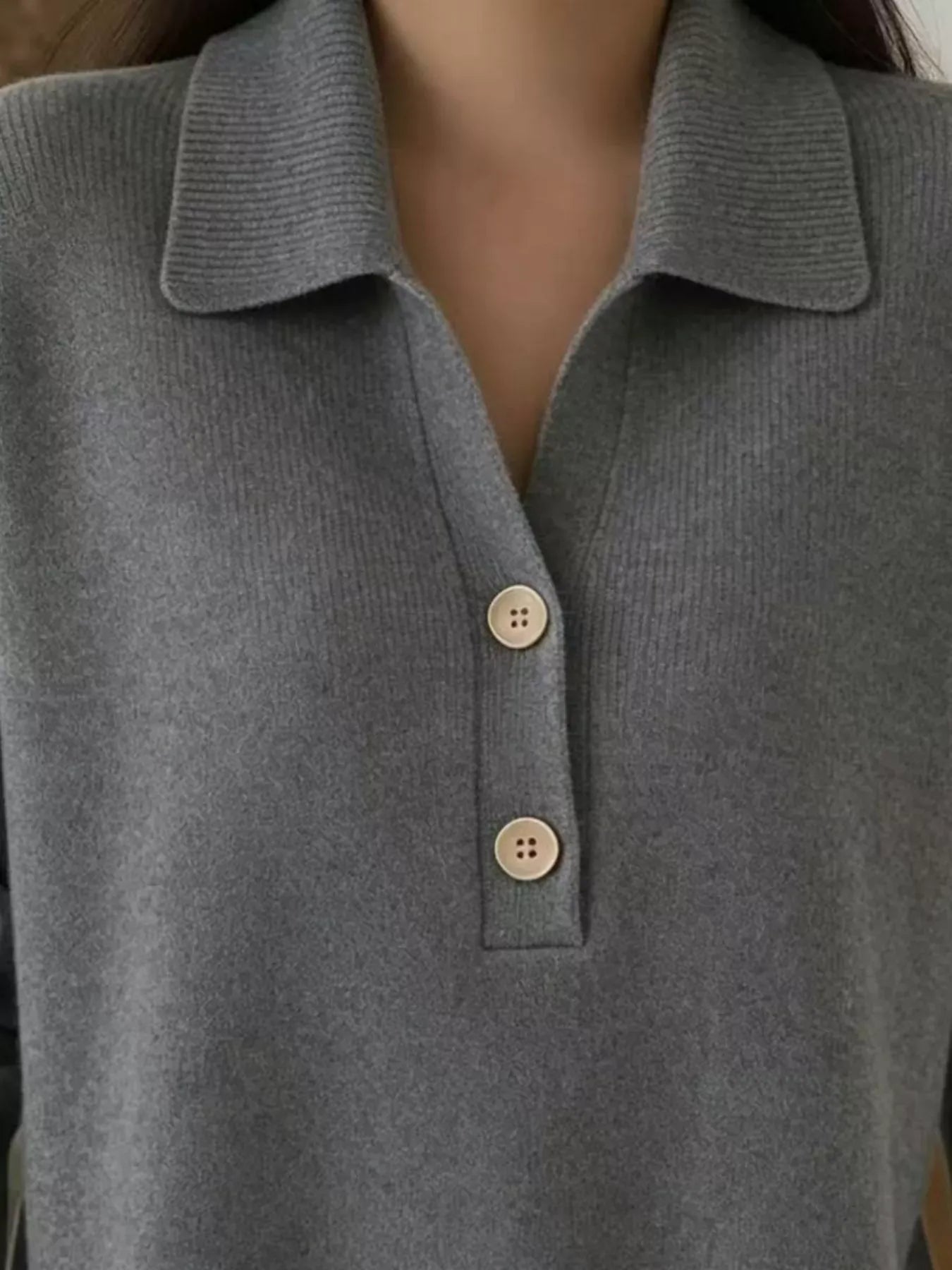 Button Detail Long Sleeve Sweater Plus Size The Nichole Collection