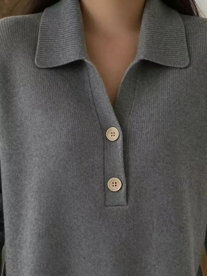 Button Detail Long Sleeve Sweater Plus Size The Nichole Collection