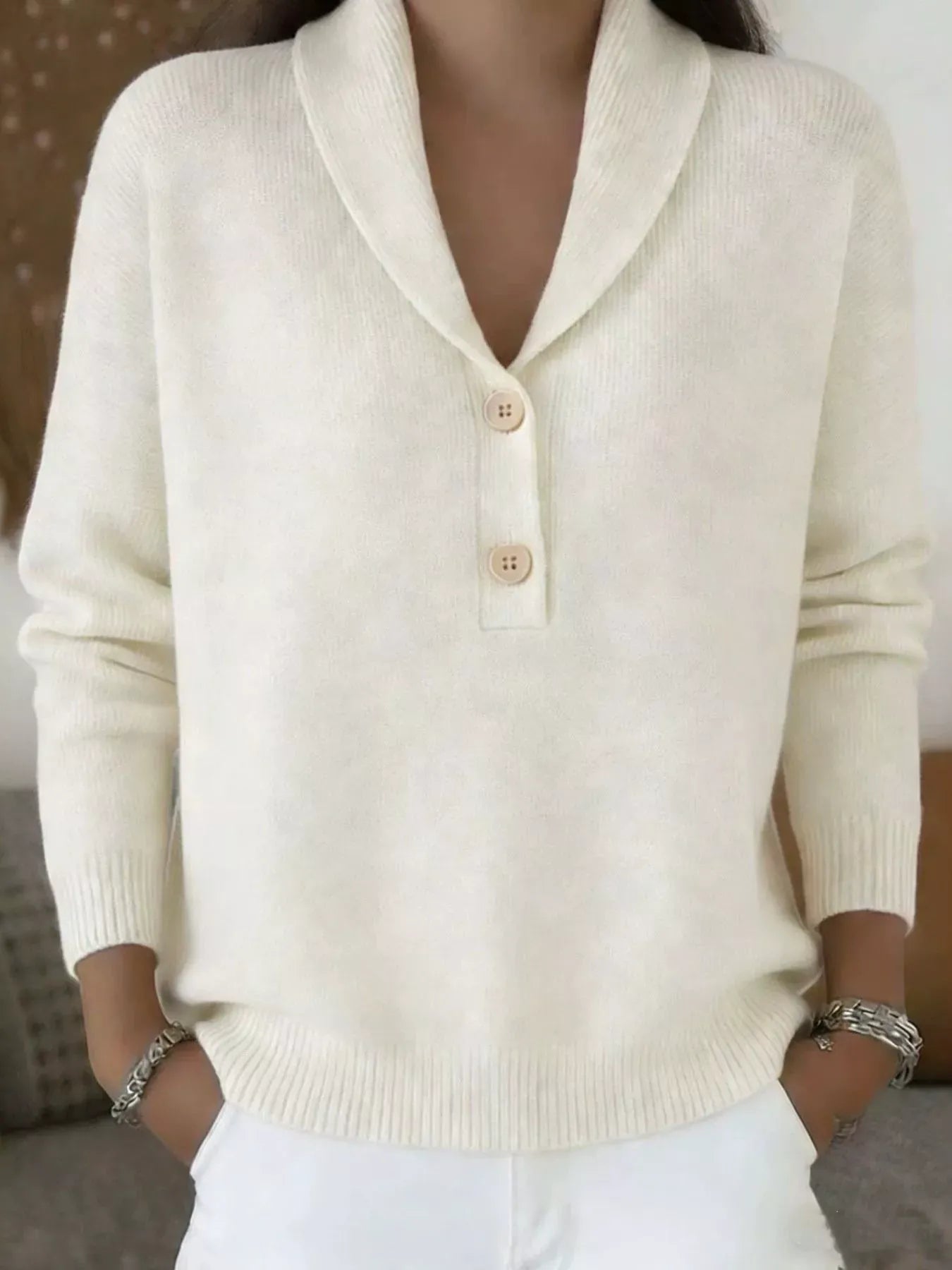 Button Detail Long Sleeve Sweater | The Nichole Collection