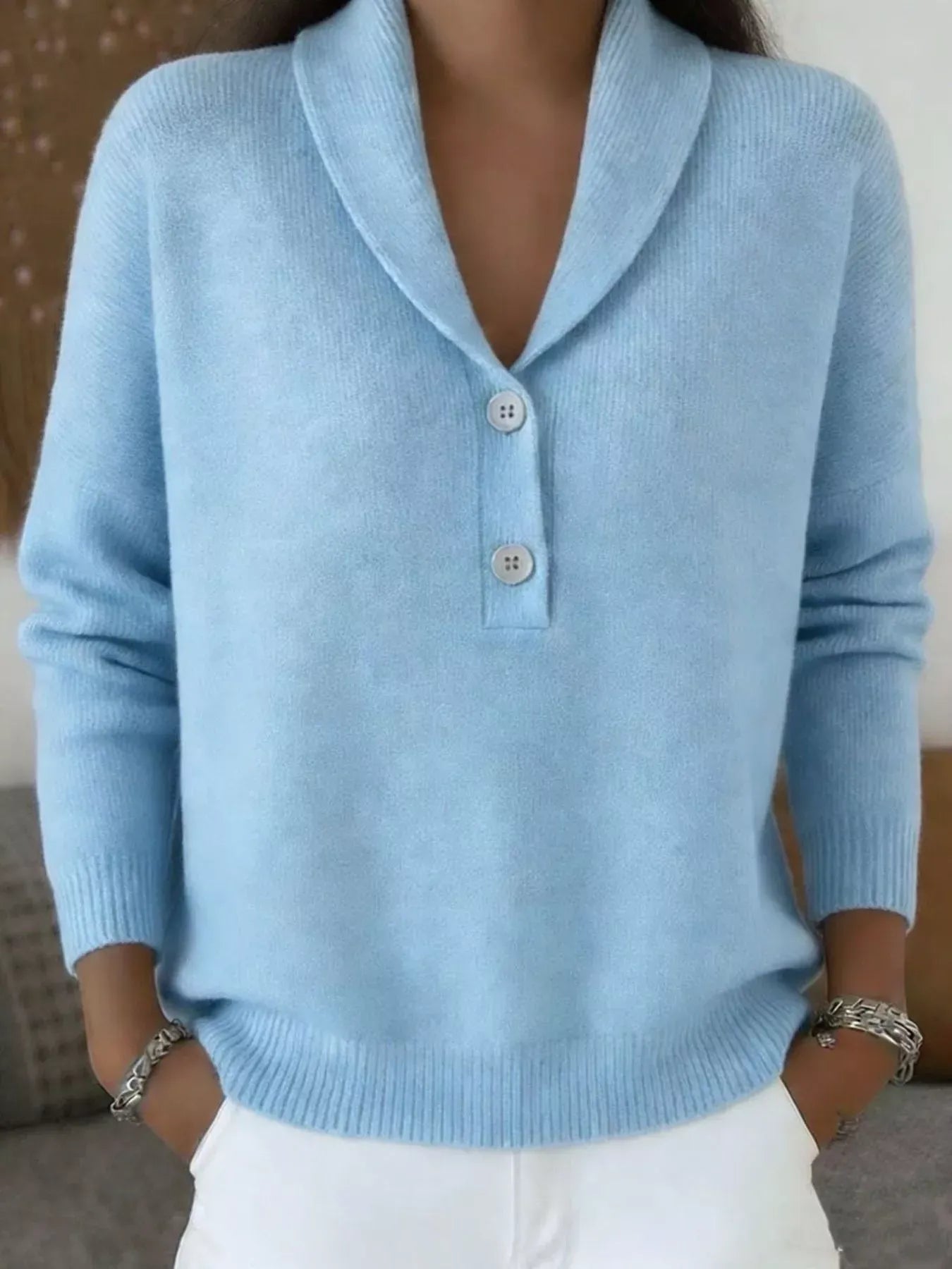 Button Detail Long Sleeve Sweater | The Nichole Collection