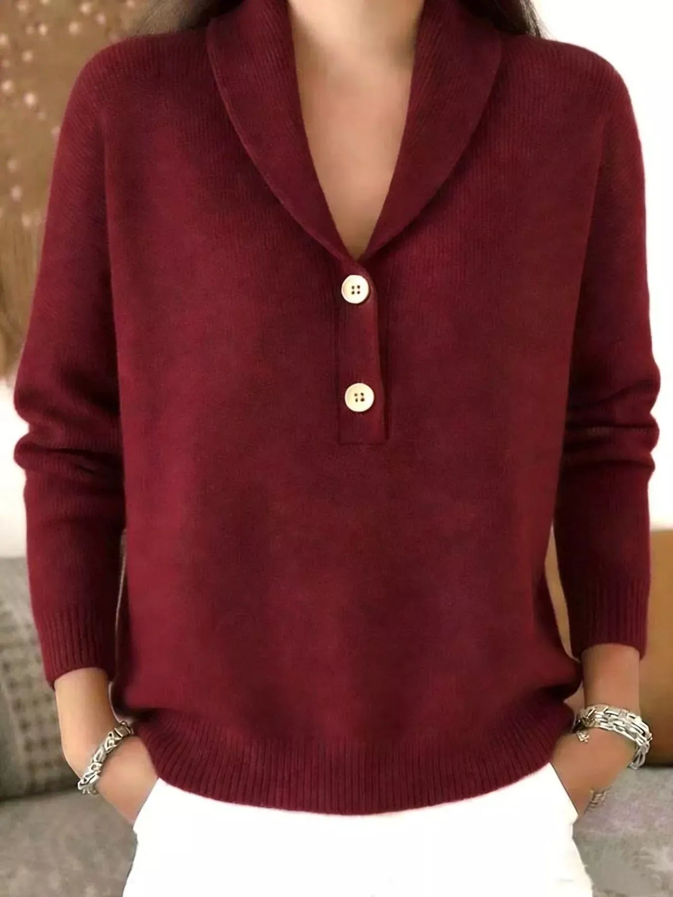Button Detail Long Sleeve Sweater | The Nichole Collection
