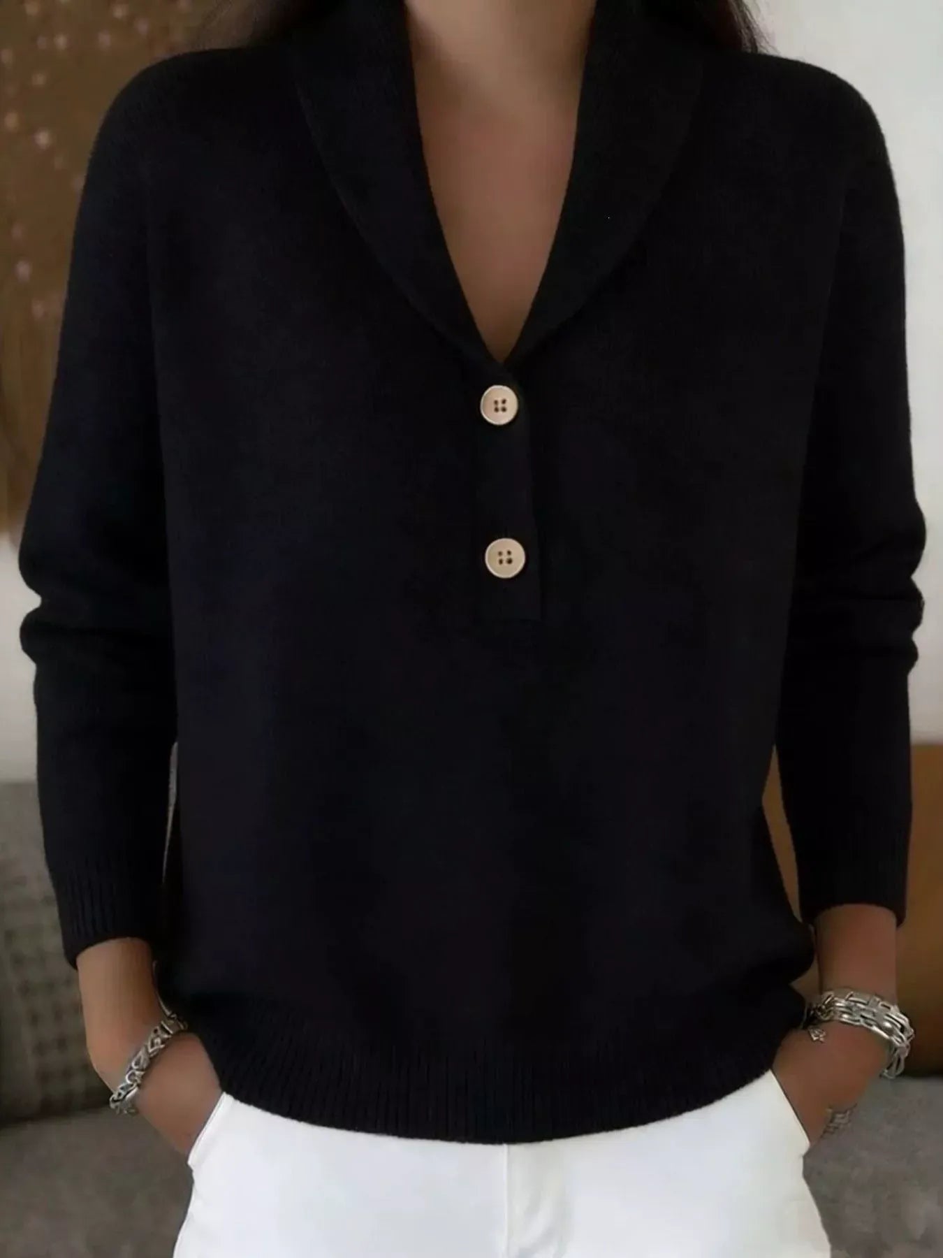 Button Detail Long Sleeve Sweater | The Nichole Collection