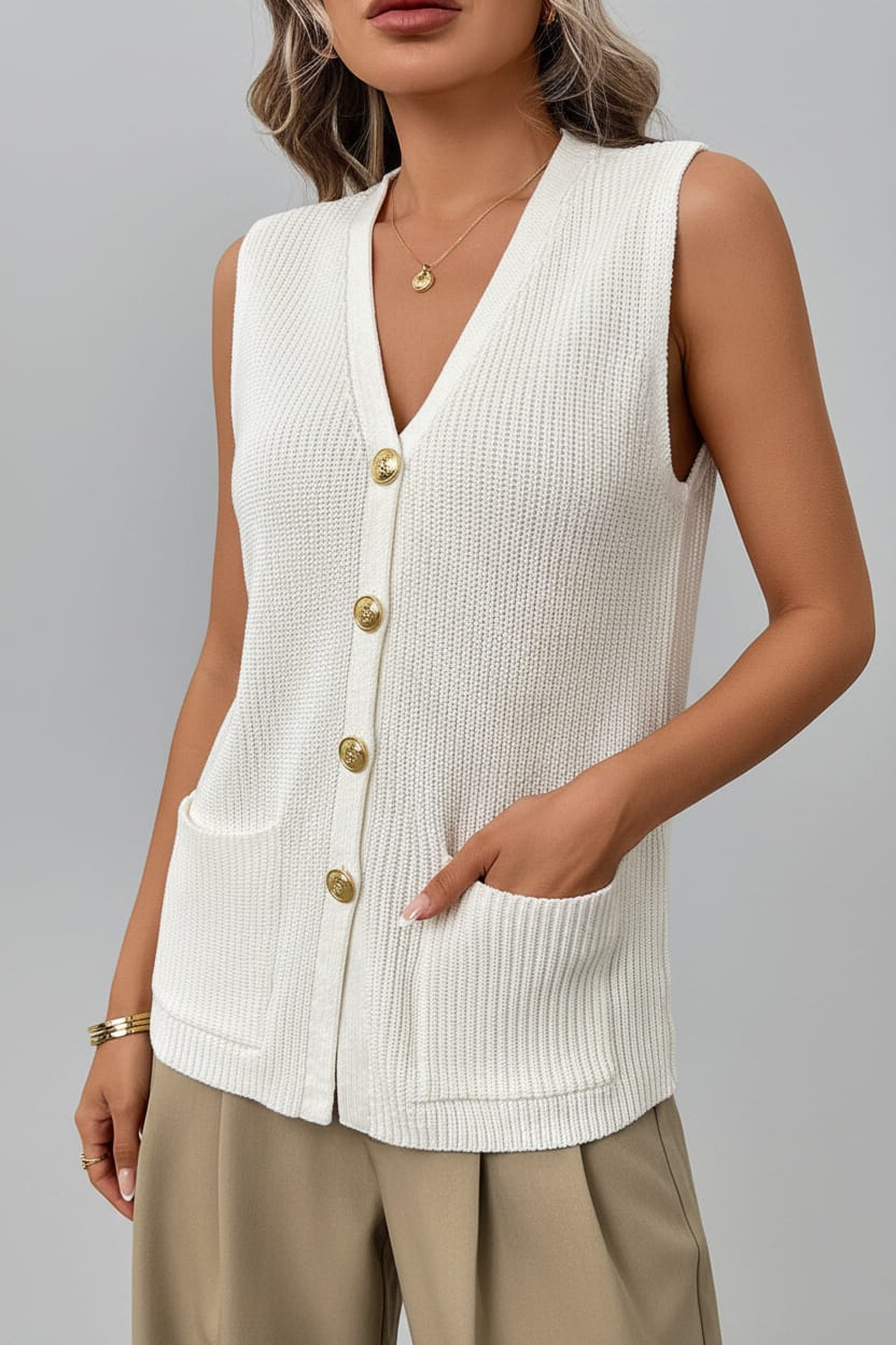 Button-Down Knit Sweater Vest The Nichole Collection - Official Site