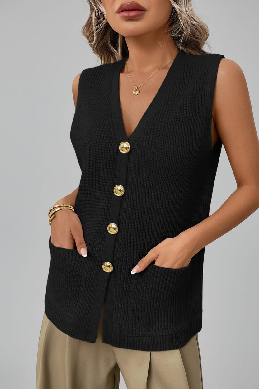 Button-Down Knit Sweater Vest The Nichole Collection - Official Site