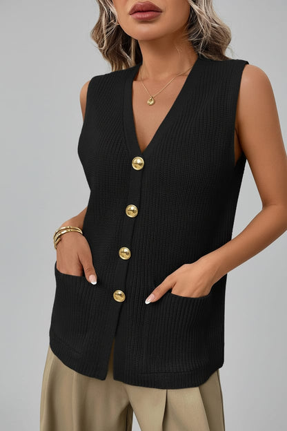 Button-Down Knit Sweater Vest The Nichole Collection - Official Site
