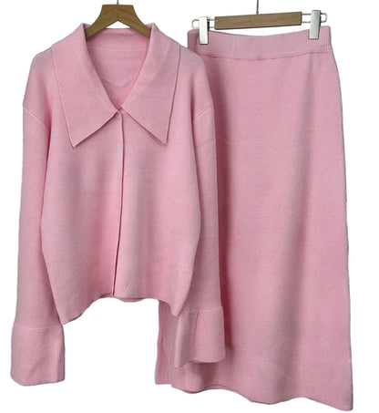 Button Down Long Sleeve Cardigan and Skirt Knit Set The Nichole Collection - Official Site