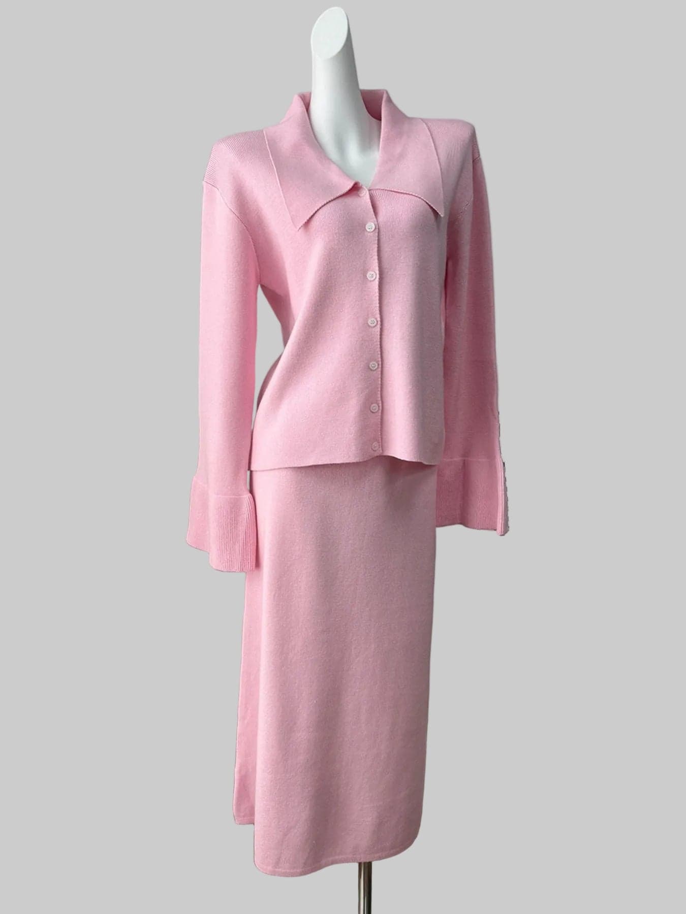 Button Down Long Sleeve Cardigan and Skirt Knit Set The Nichole Collection - Official Site