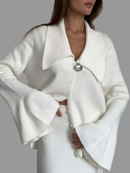Button Down Long Sleeve Cardigan and Skirt Knit Set The Nichole Collection - Official Site