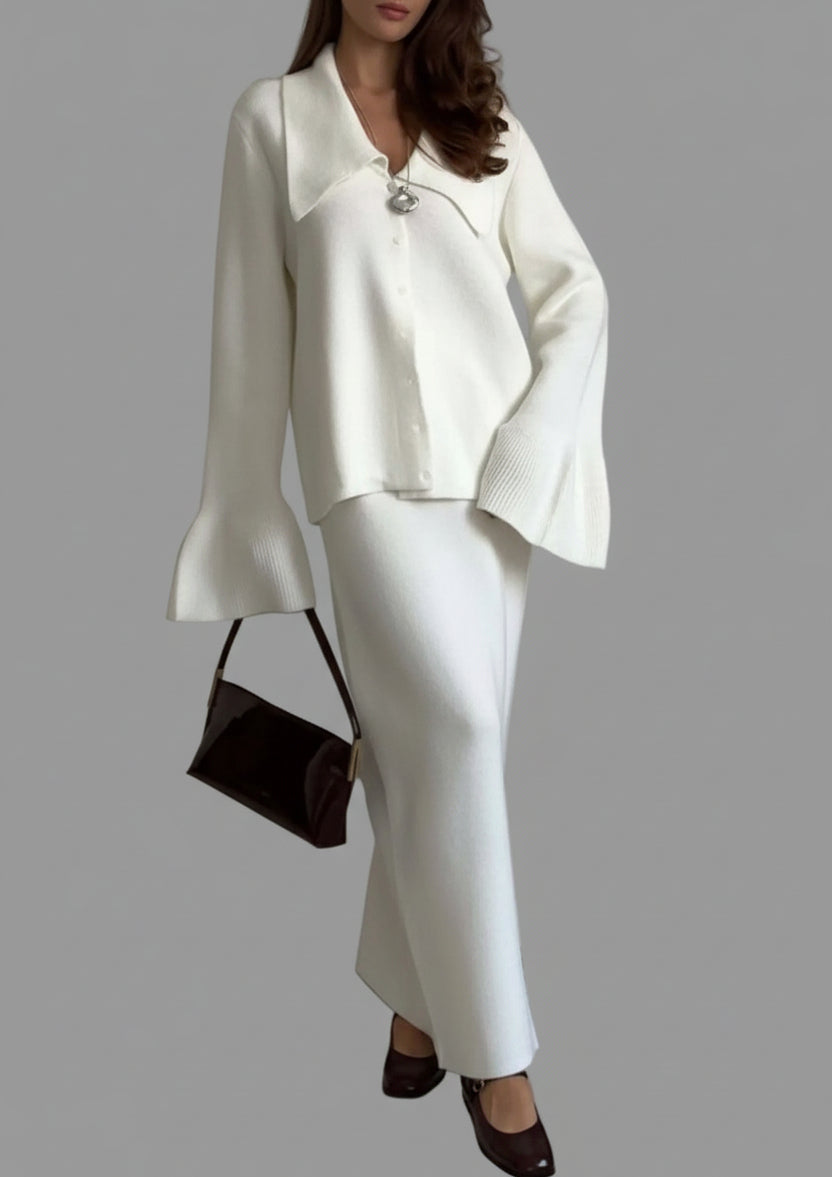 Button Down Long Sleeve Cardigan and Skirt Knit Set The Nichole Collection - Official Site