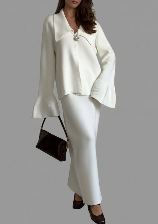 Button Down Long Sleeve Cardigan and Skirt Knit Set The Nichole Collection - Official Site