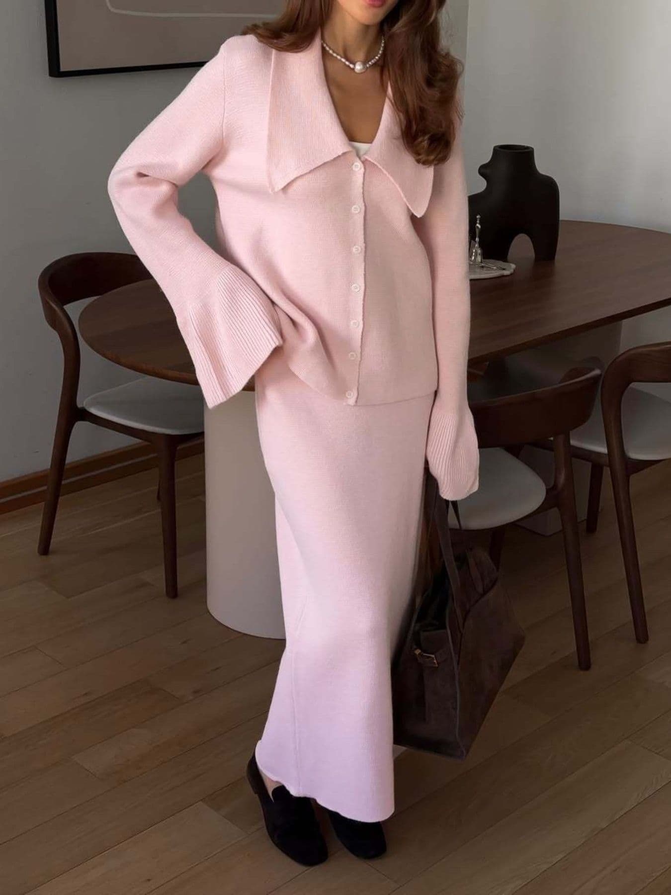 Button Down Long Sleeve Cardigan and Skirt Knit Set The Nichole Collection - Official Site