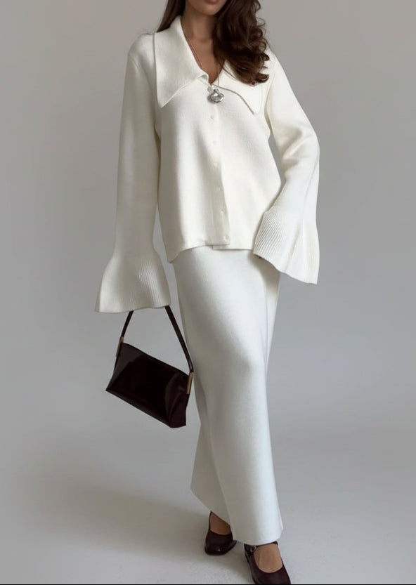 Button Down Long Sleeve Cardigan and Skirt Knit Set The Nichole Collection - Official Site