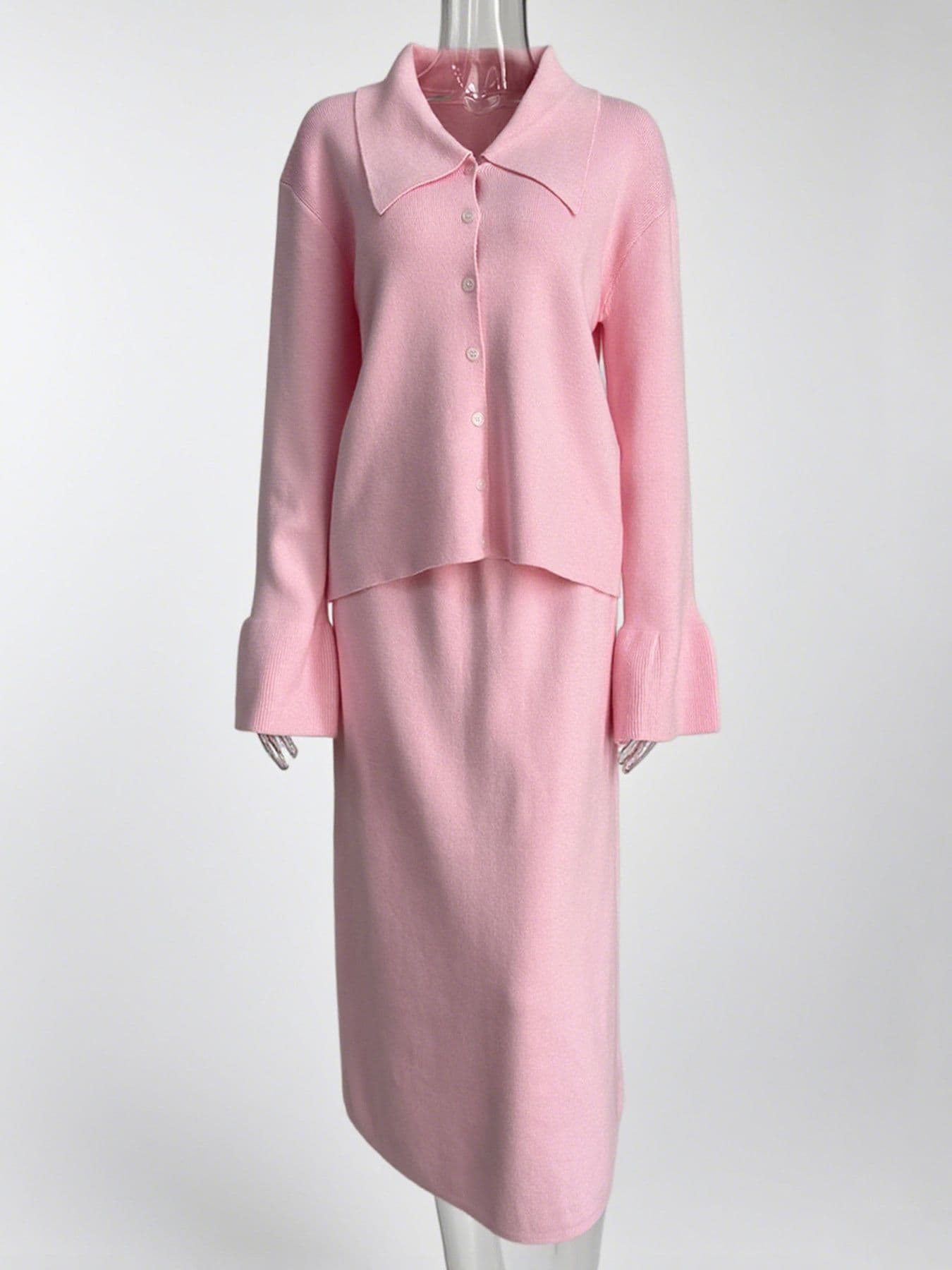 Button Down Long Sleeve Cardigan and Skirt Knit Set The Nichole Collection - Official Site
