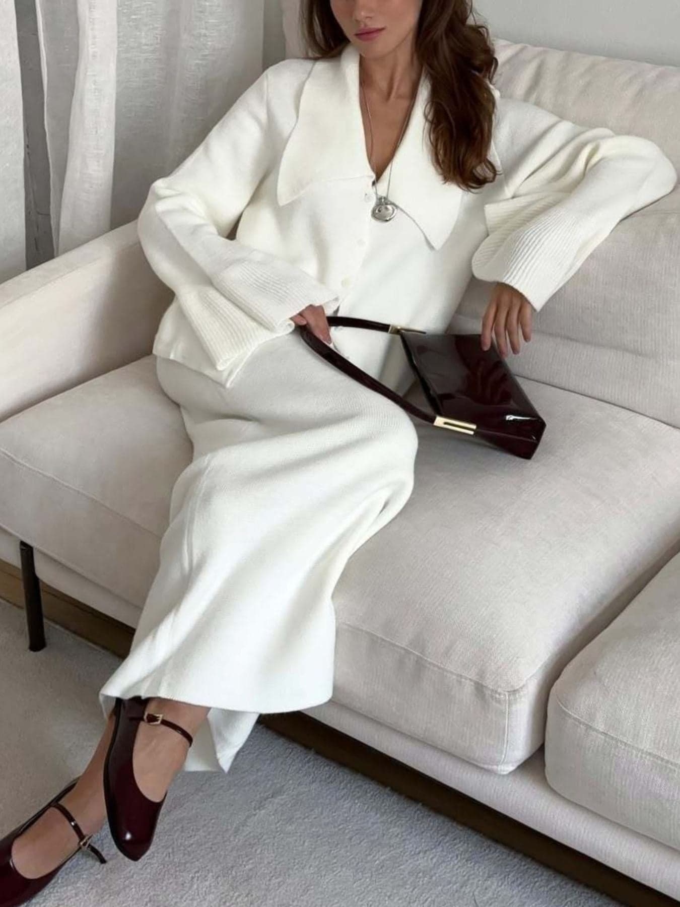 Button Down Long Sleeve Cardigan and Skirt Knit Set The Nichole Collection - Official Site