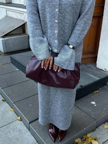 Button Down Long Sleeve Cardigan and Skirt Knit Set The Nichole Collection - Official Site