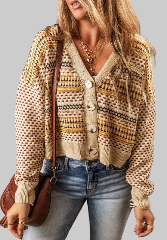 Button Down Long Sleeve Cardigan Khaki / S The Nichole Collection