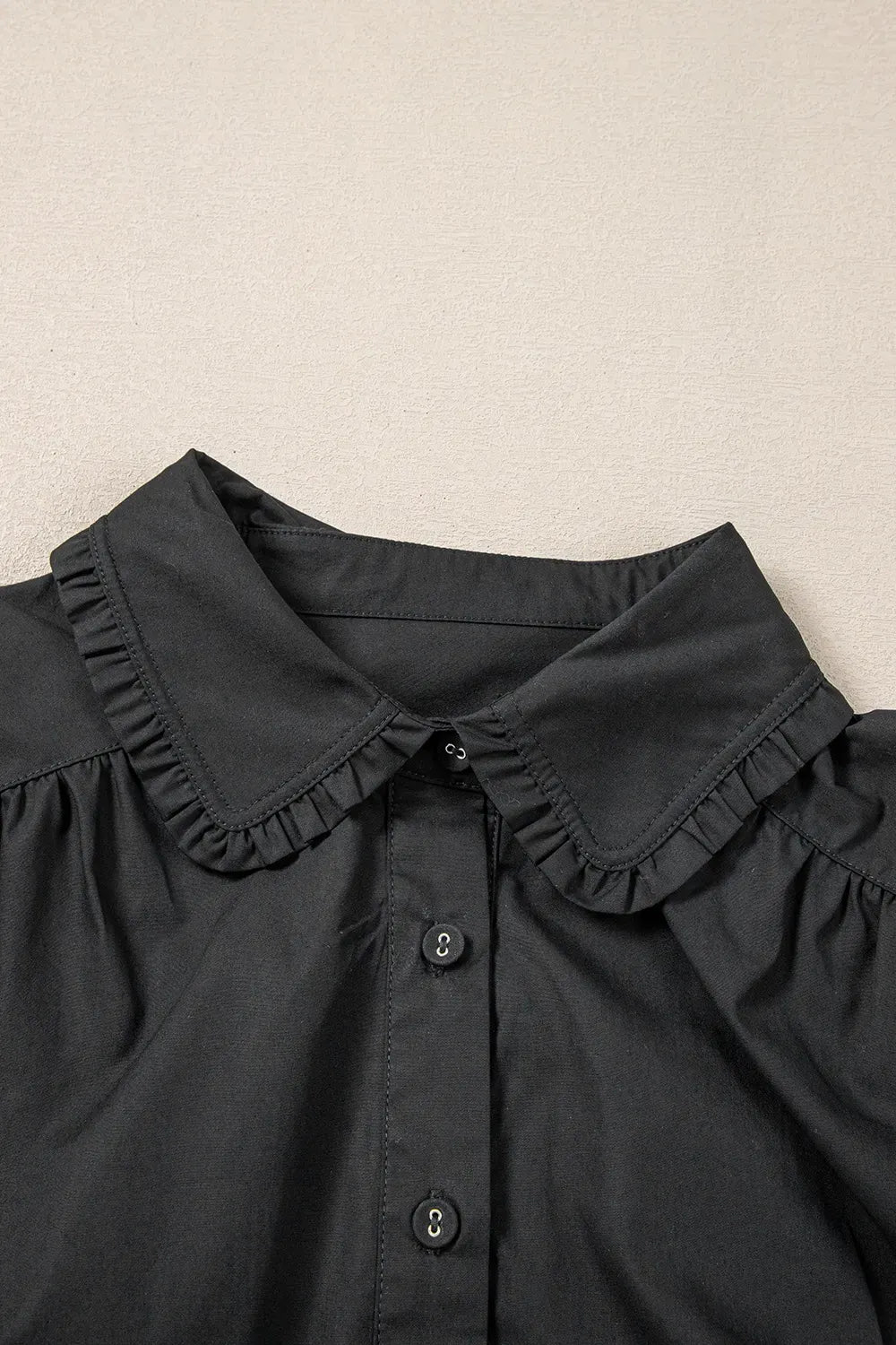 Button Down Puff Sleeve Ruffle Hem Dress The Nichole Collection