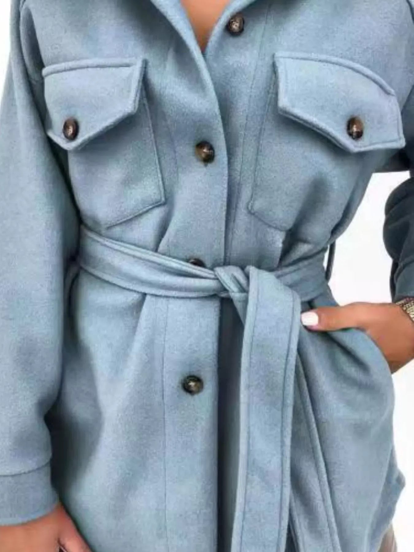 Button-Down Tie Waist Coat The Nichole Collection