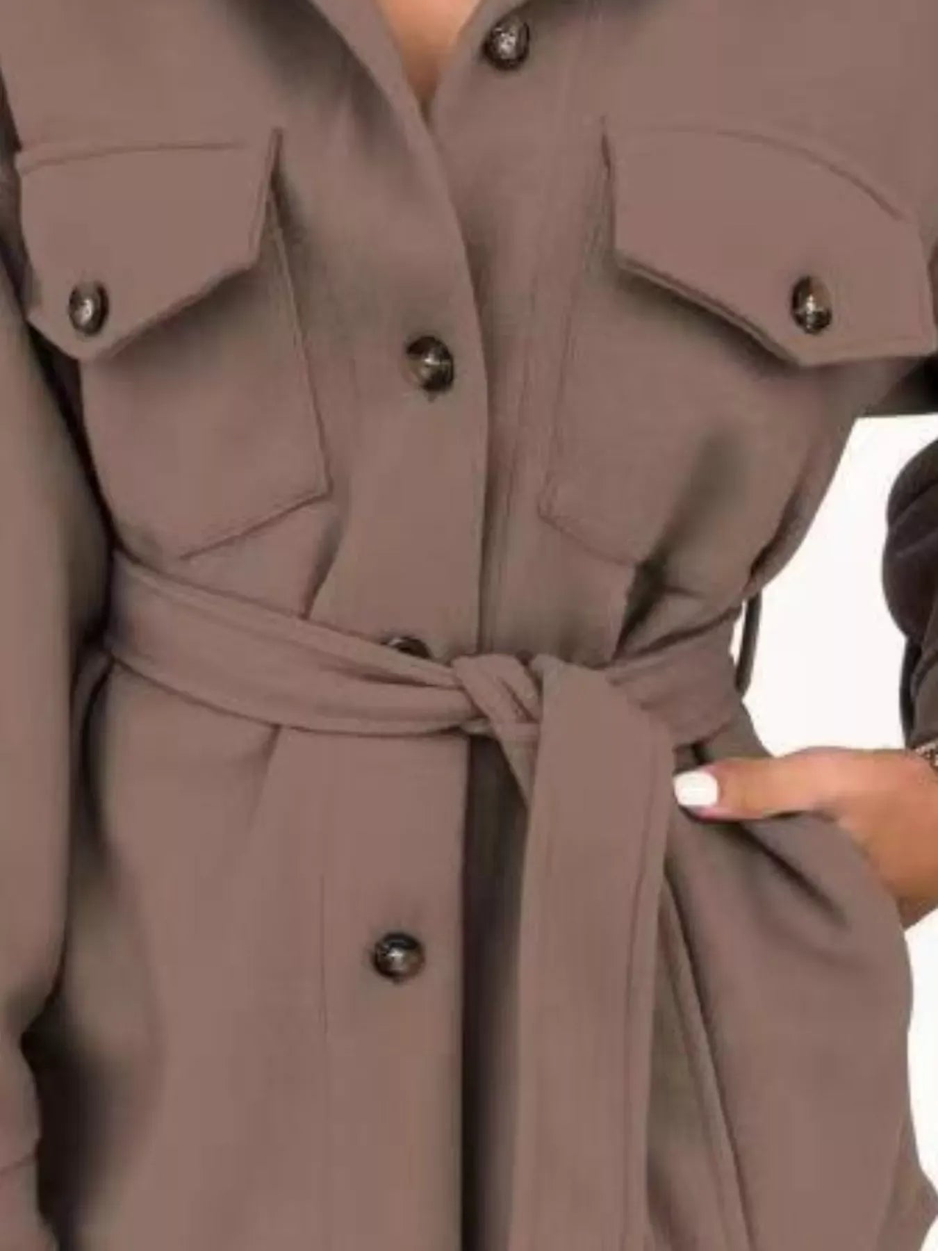 Button-Down Tie Waist Coat The Nichole Collection