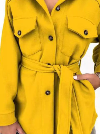 Button-Down Tie Waist Coat The Nichole Collection